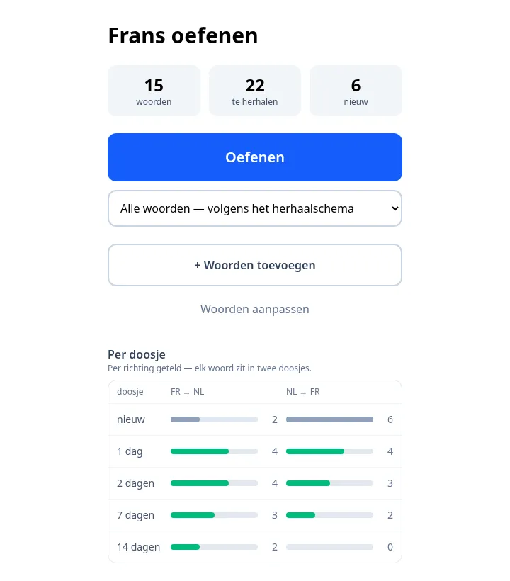 Screenshot of Frans oefenen