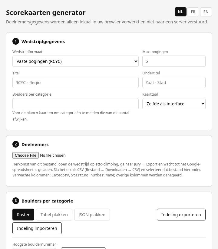 Screenshot of Score Card Generator